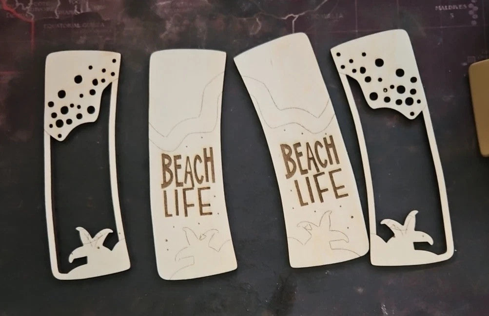 Handmade 3D Wood Cut Beach Life Hair Claw Clip 4" KIT