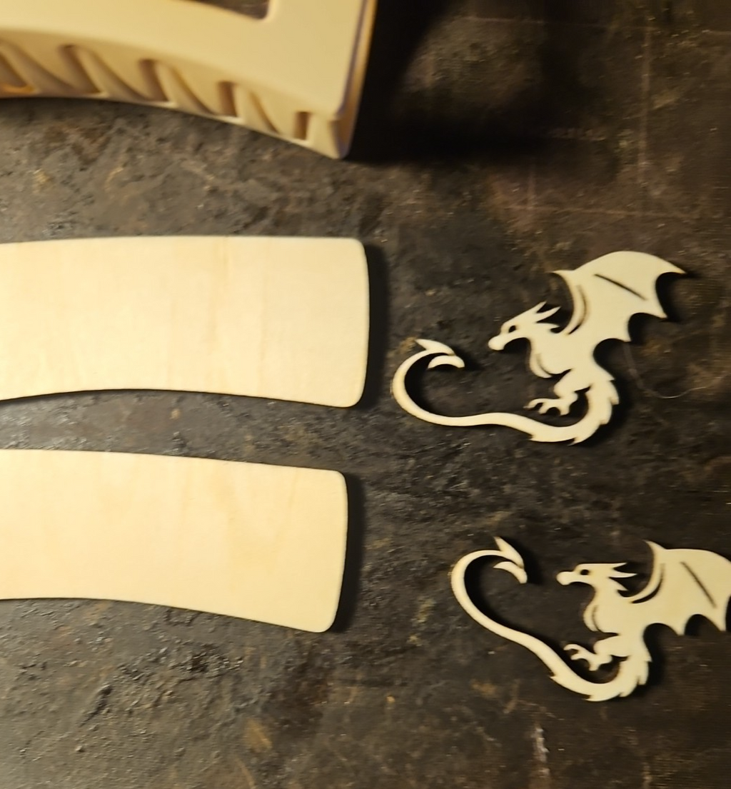 Handmade 3D Wood Cut Double Dragons Hair Claw Clip 3.5" KIT