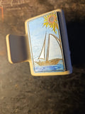 Handmade 2D Wood Cut Sailboat Hair Claw Clip 2" Hand Painted and Assembled