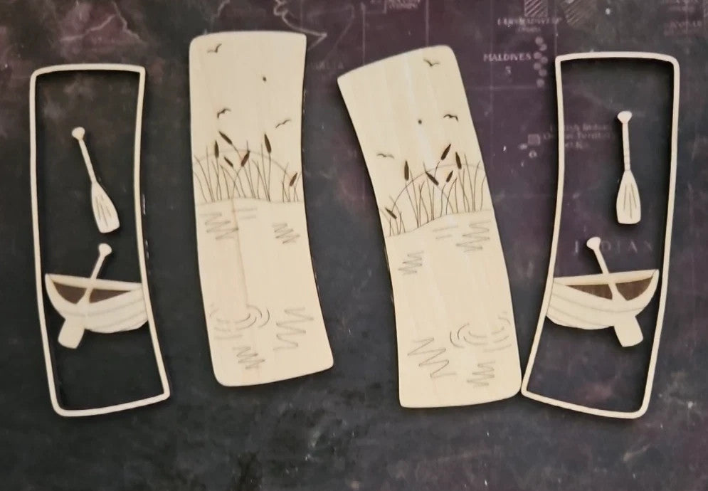 Handmade 3D Wood Cut Boat Oars Hair Claw Clip 4" KIT