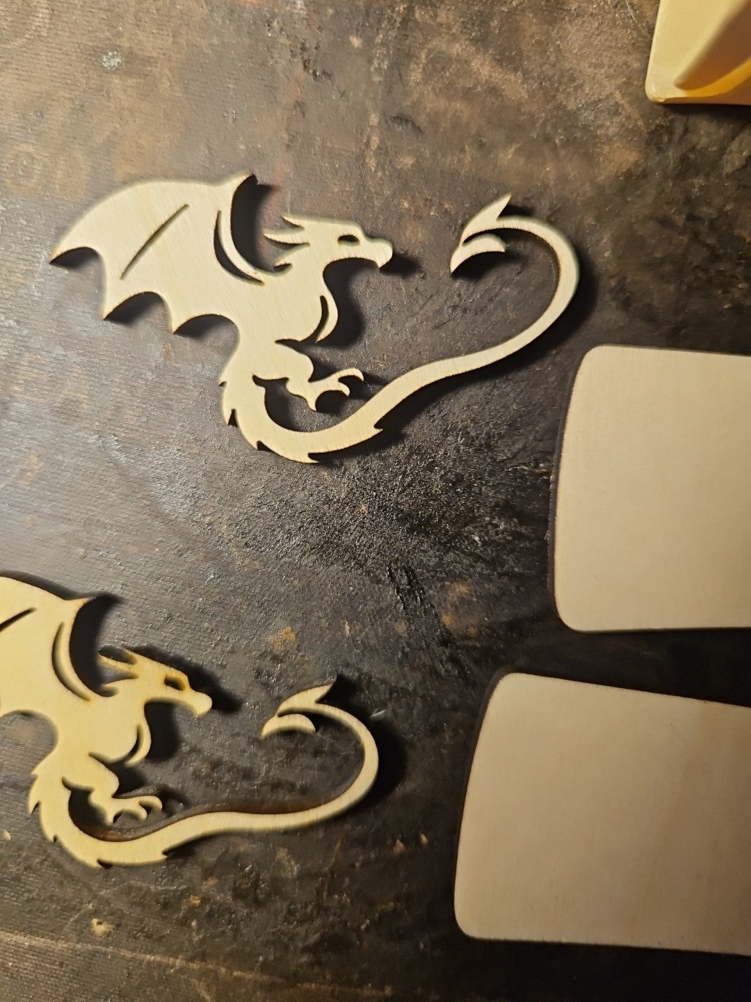 Handmade 3D Wood Cut Double Dragons Hair Claw Clip 3.5" KIT