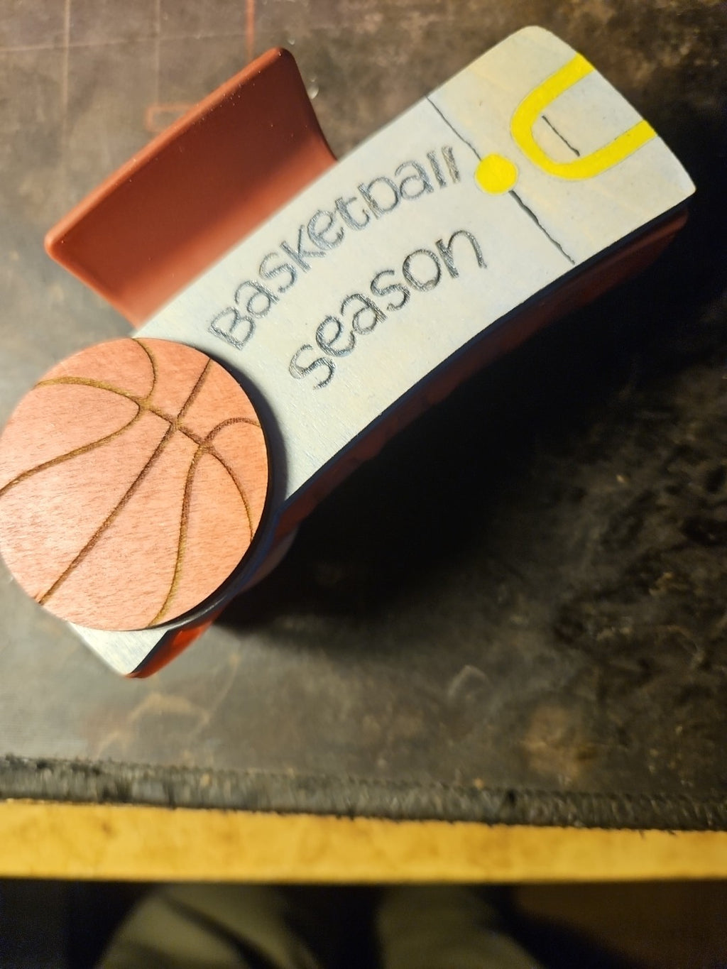 Handmade 3D Wood Cut Basketball Season Hair Claw Clip 4" - Hand Painted and Asse