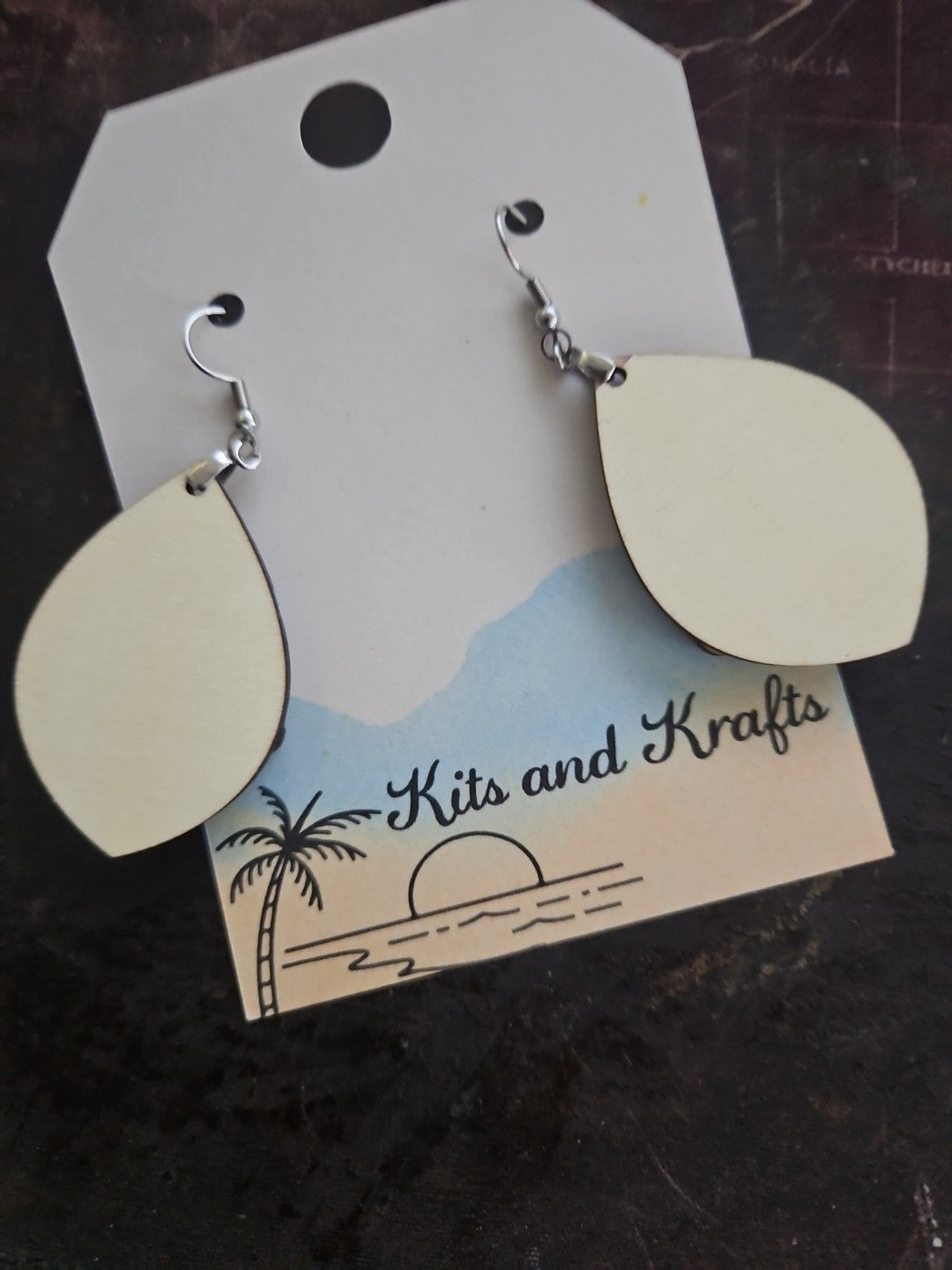 Handmade 3D Wood Cut Octopus  Earrings 2"