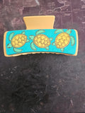 Handmade 2D Wood Cut Turtle Hair Claw Clip 4" Hand Painted and Assembled