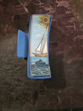 Handmade 3D Wood Cut Sailboat Hair Claw Clip 4" Hand Painted and Assembled