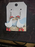 Handmade 3D Wood Cut Goose Earrings 2 1/2"