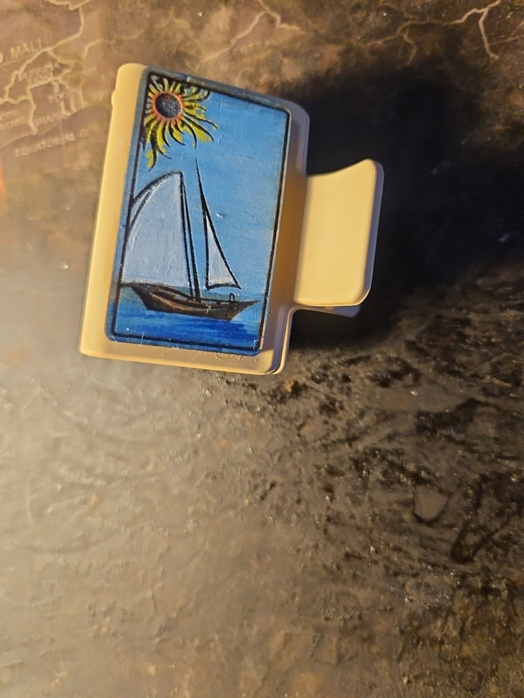 Handmade 2D Wood Cut Sailboat Hair Claw Clip 2" Hand Painted and Assembled