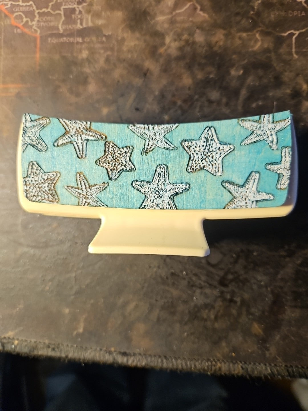 Handmade 2D Wood Cut Starfish Hair Claw Clip 4" Hand Painted and Assembled