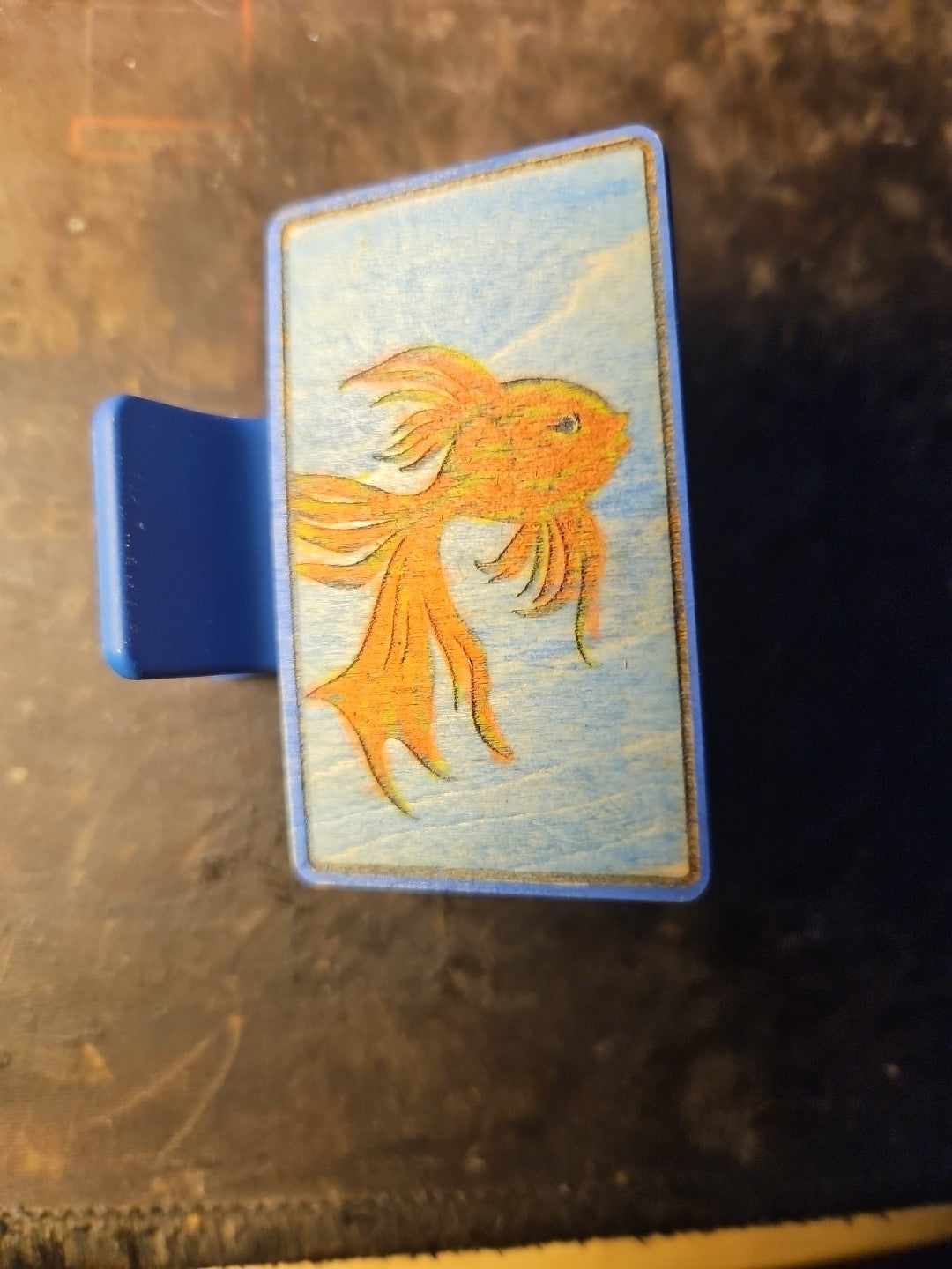 Handmade 2D Wood Cut Betta Fish Hair Claw Clip 2" Hand Painted and Assembled