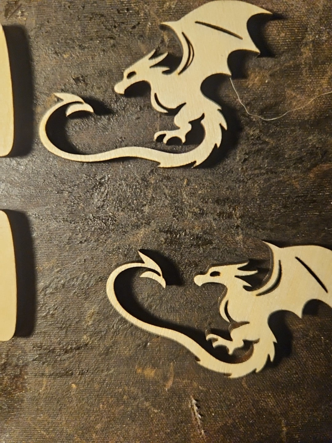 Handmade 3D Wood Cut Double Dragons Hair Claw Clip 3.5" KIT