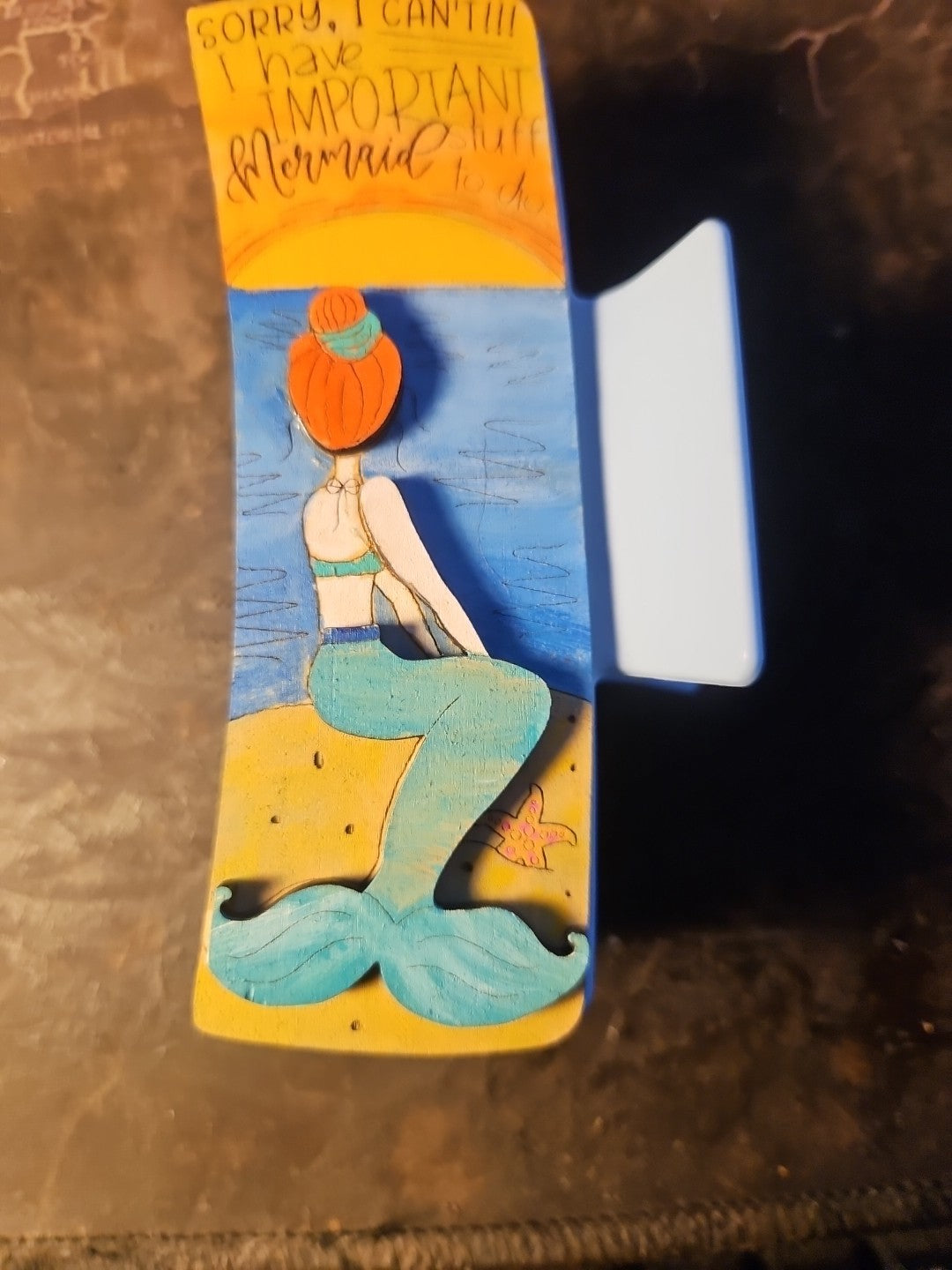 Handmade 3D Wood Cut Mermaid Hair Claw Clip 4" - Hand Painted and Assembled