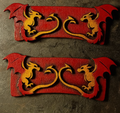 Handmade 3D Wood Cut Double Dragons Hair Claw Clip 3.5" KIT