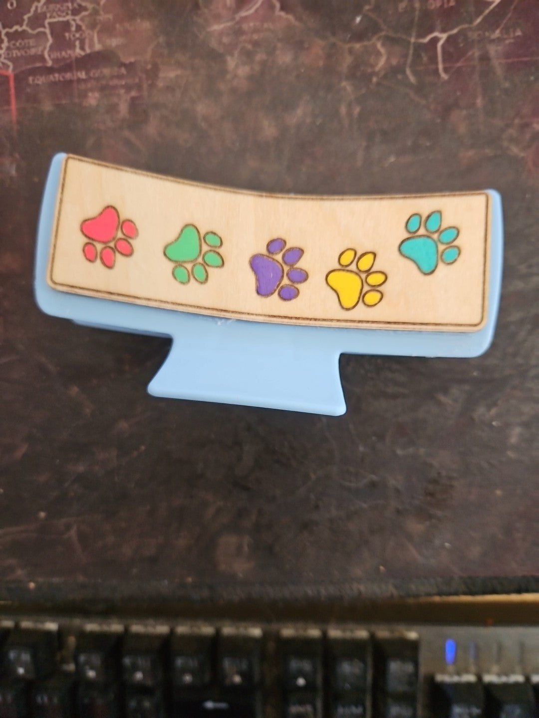 Handmade 2D Wood Cut Paw Prints Hair Claw Clip 4" Hand Painted and Assembled
