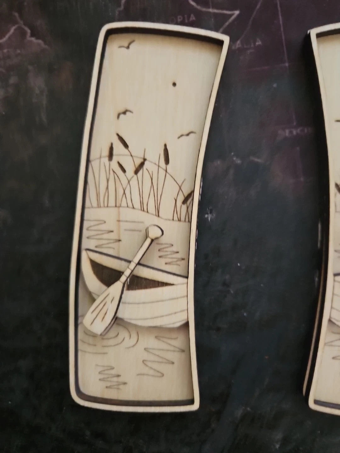 Handmade 3D Wood Cut Boat Oars Hair Claw Clip 4" KIT