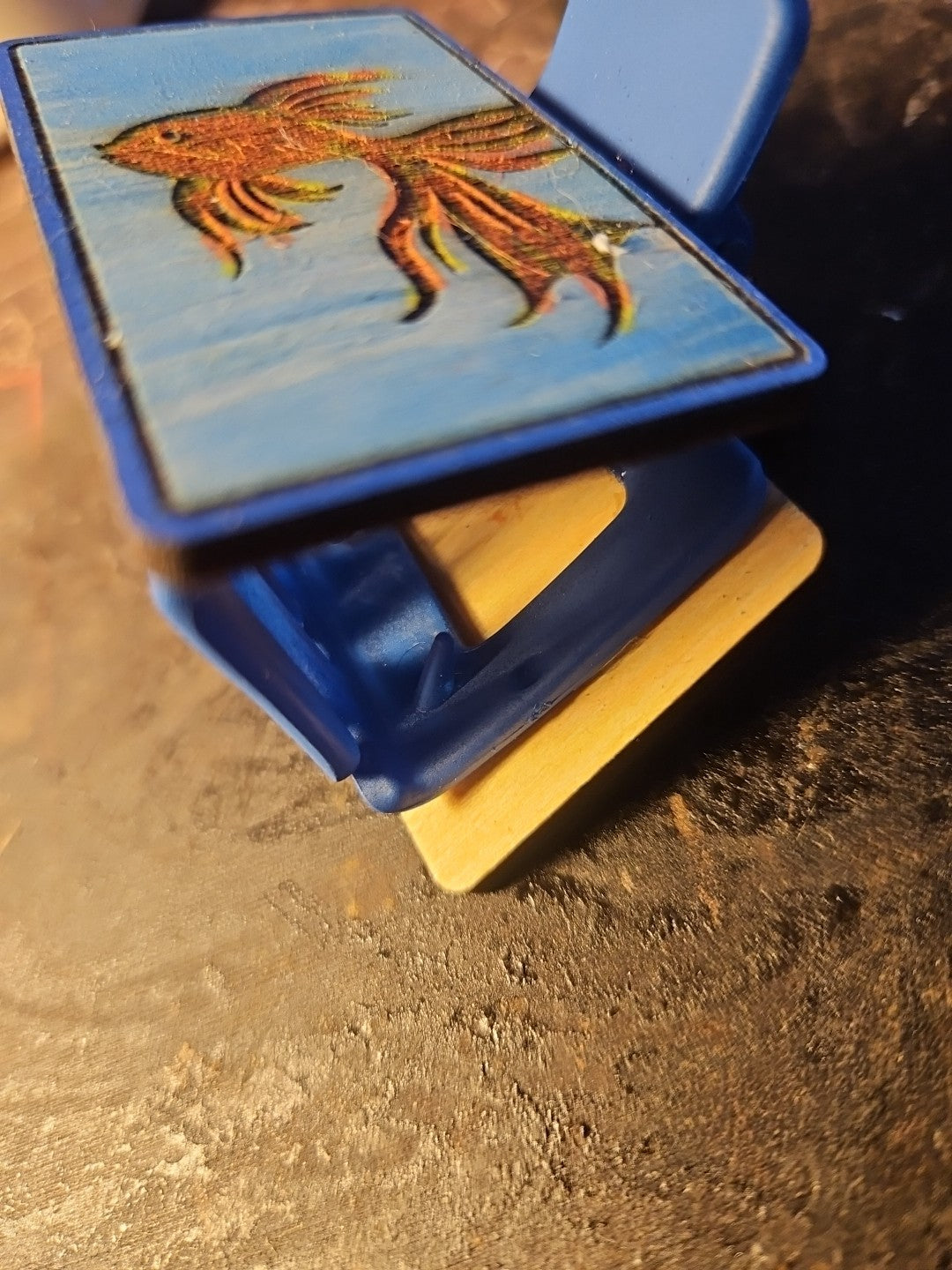 Handmade 2D Wood Cut Betta Fish Hair Claw Clip 2" Hand Painted and Assembled