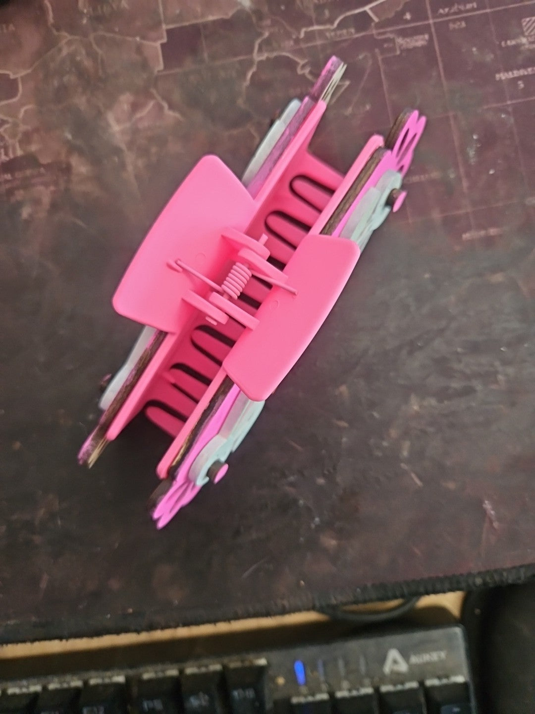 Handmade 3D Wood Cut Easter Bunny With Carrot Hair Claw Clip 4" Hand Painted 