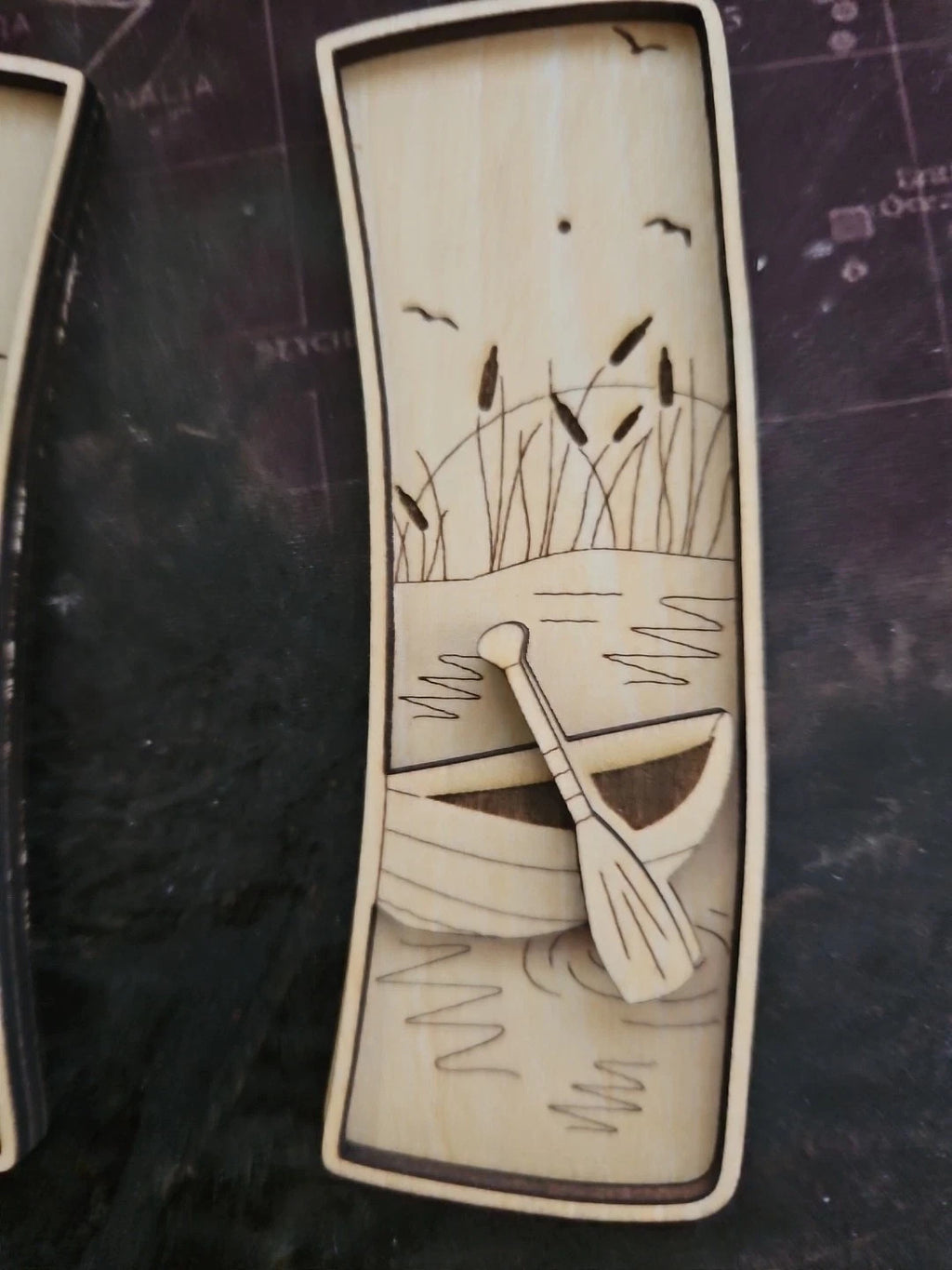 Handmade 3D Wood Cut Boat Oars Hair Claw Clip 4" KIT